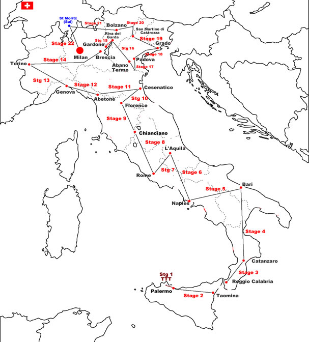 Giro d'Italia 1954 Map